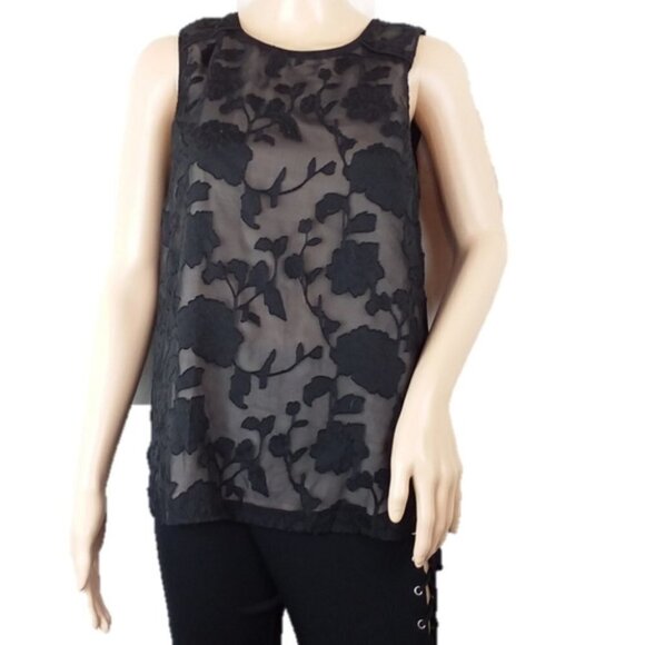 Daniel Rainn Floral Velour Black Blouse - Picture 1 of 6